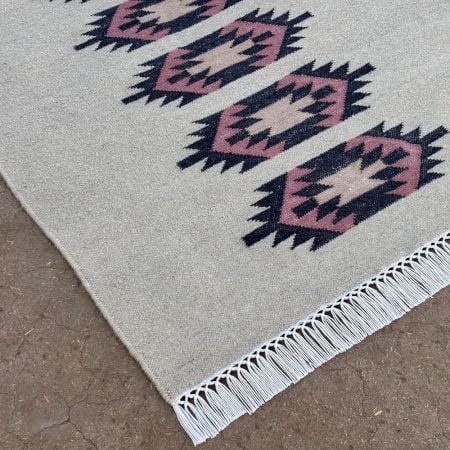 Handmade Wool Multicolor Vintage Dhurrie For Living Room